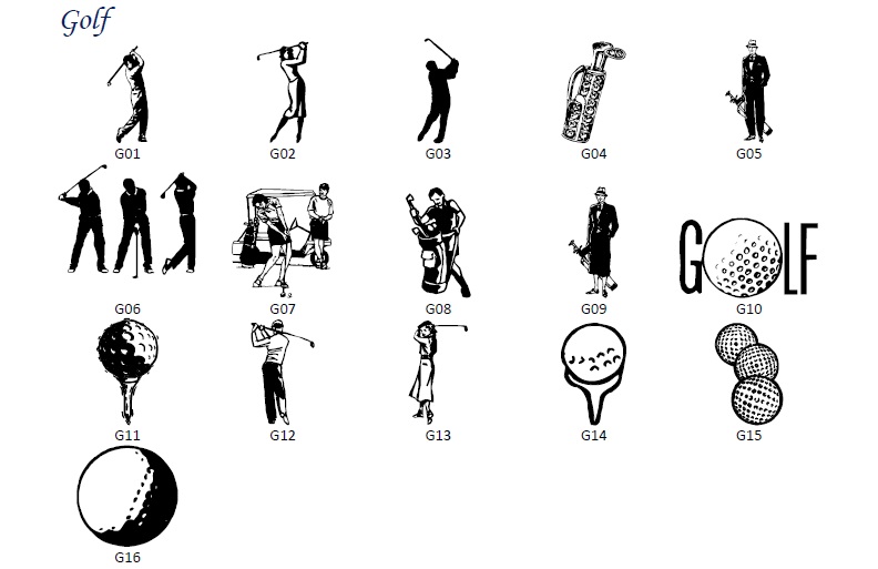Engraved Bricks symbols clipart GOLF