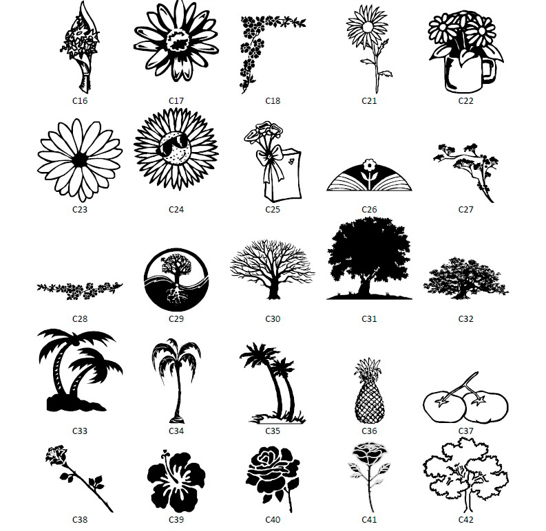 Engraved Bricks symbols clipart nature