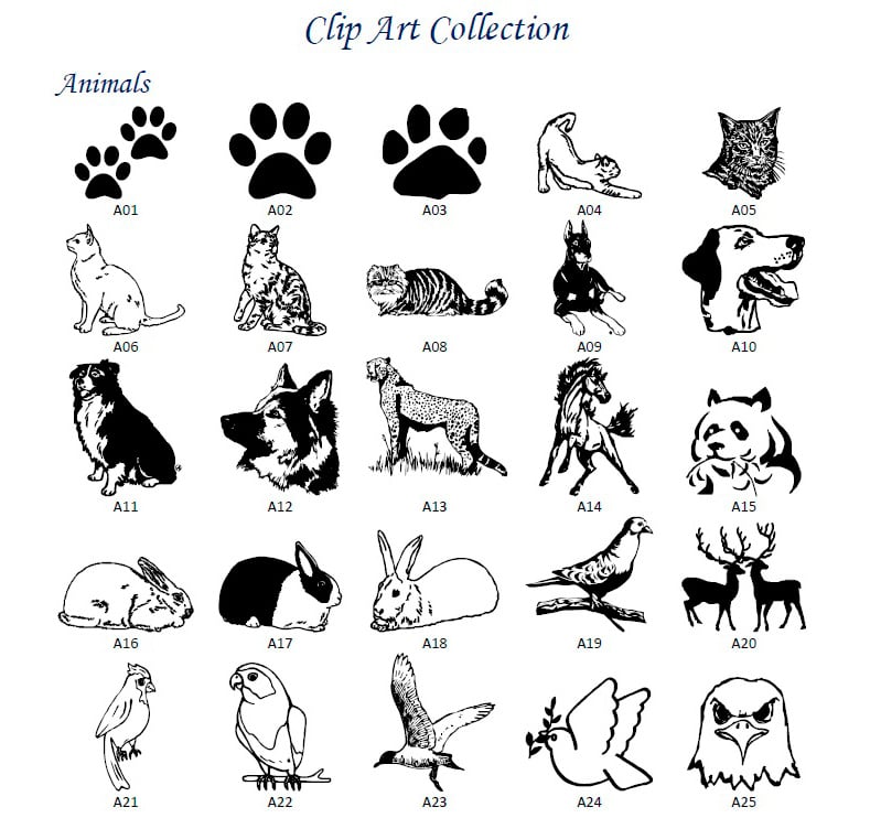 Engraved Bricks symbols clipart ANIMALS