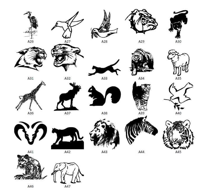 Engraved Bricks symbols clipart ANIMALS