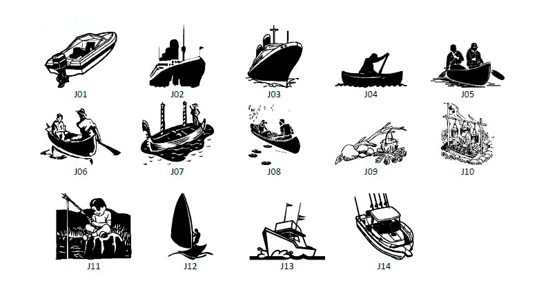 Engraved Bricks symbols clipart BOATING
