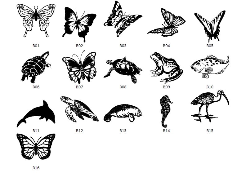 Engraved Bricks symbols clipart Insects and reptiles